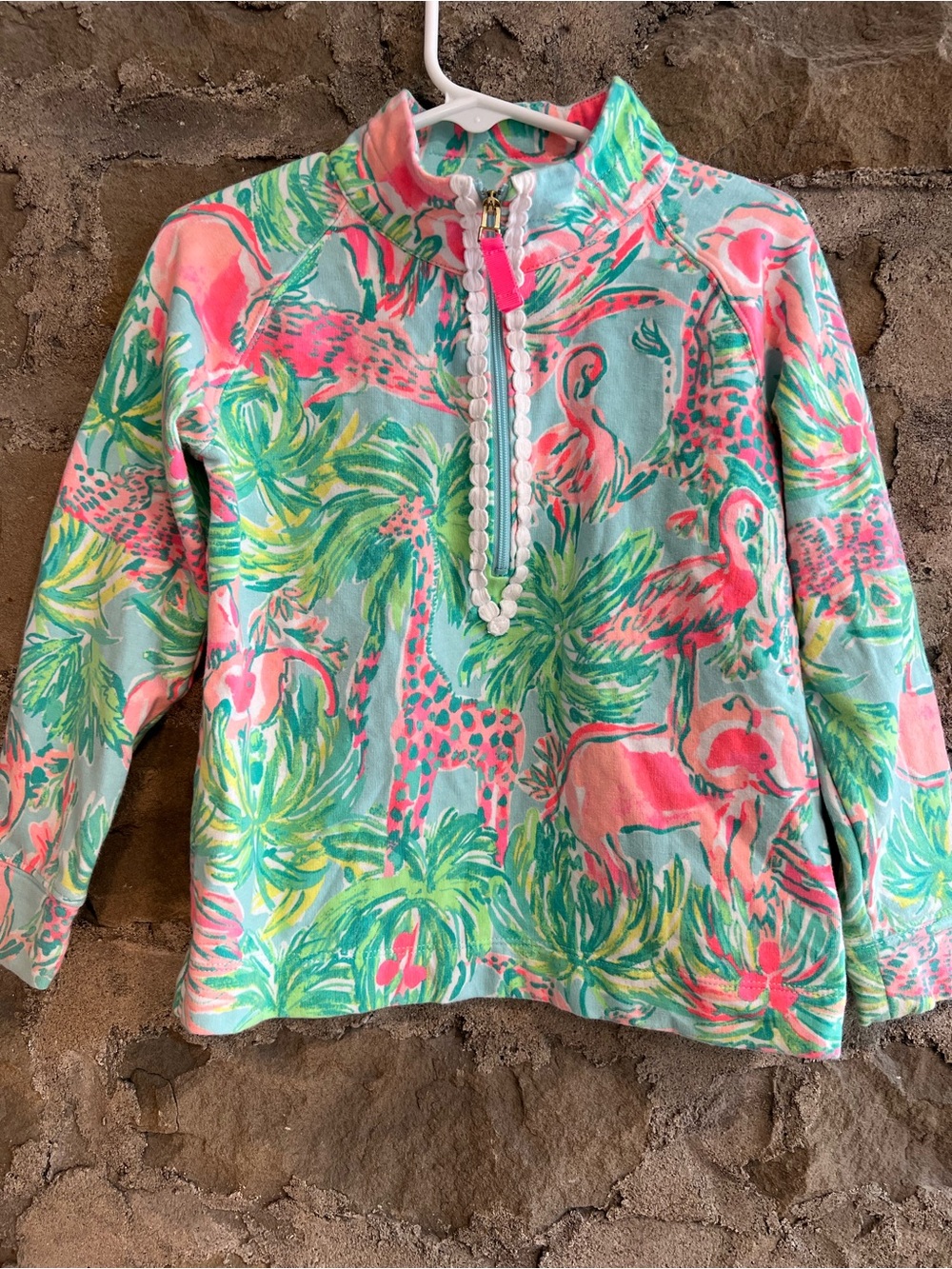 Size 4-5 (S) Lilly Pulitzer popover Half-Zip in On Parade print